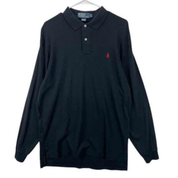 Polo Ralph Lauren Big Pony Shirt Men’s LT Black Long Sleeve Collared Casual Top - Picture 1 of 5